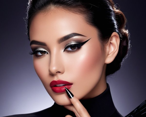 Sophisticated Woman in Dark Purple Background