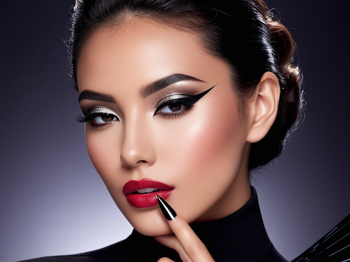 Sophisticated Woman in Dark Purple Background