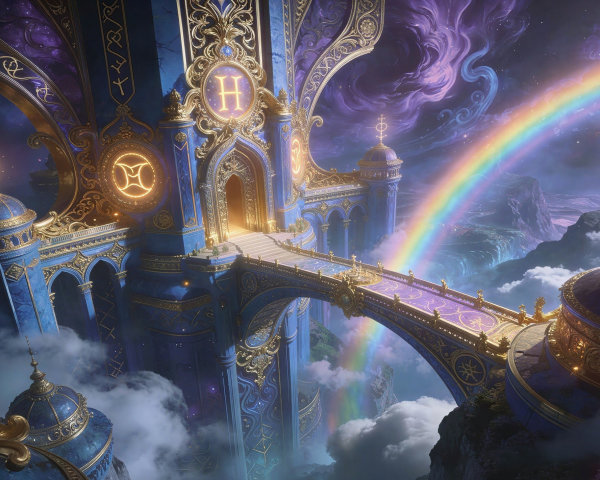 Majestic Gateway and Bridge in a Fantasy Landscape