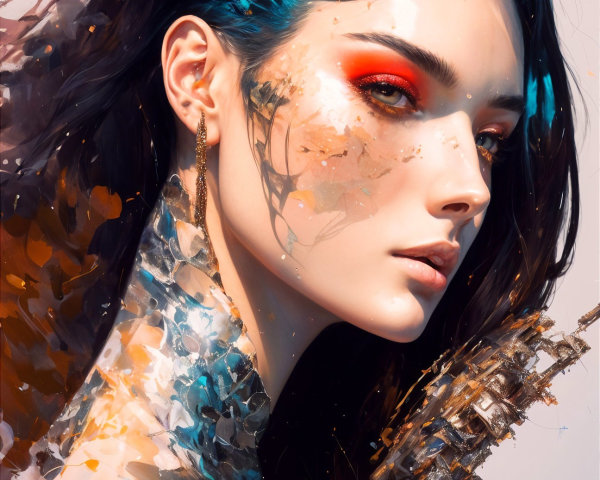 Portrait of a Young Woman with Artistic Makeup