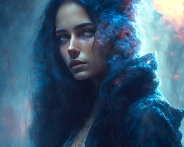 Portrait of a Young Woman in Ethereal Smoke Setting