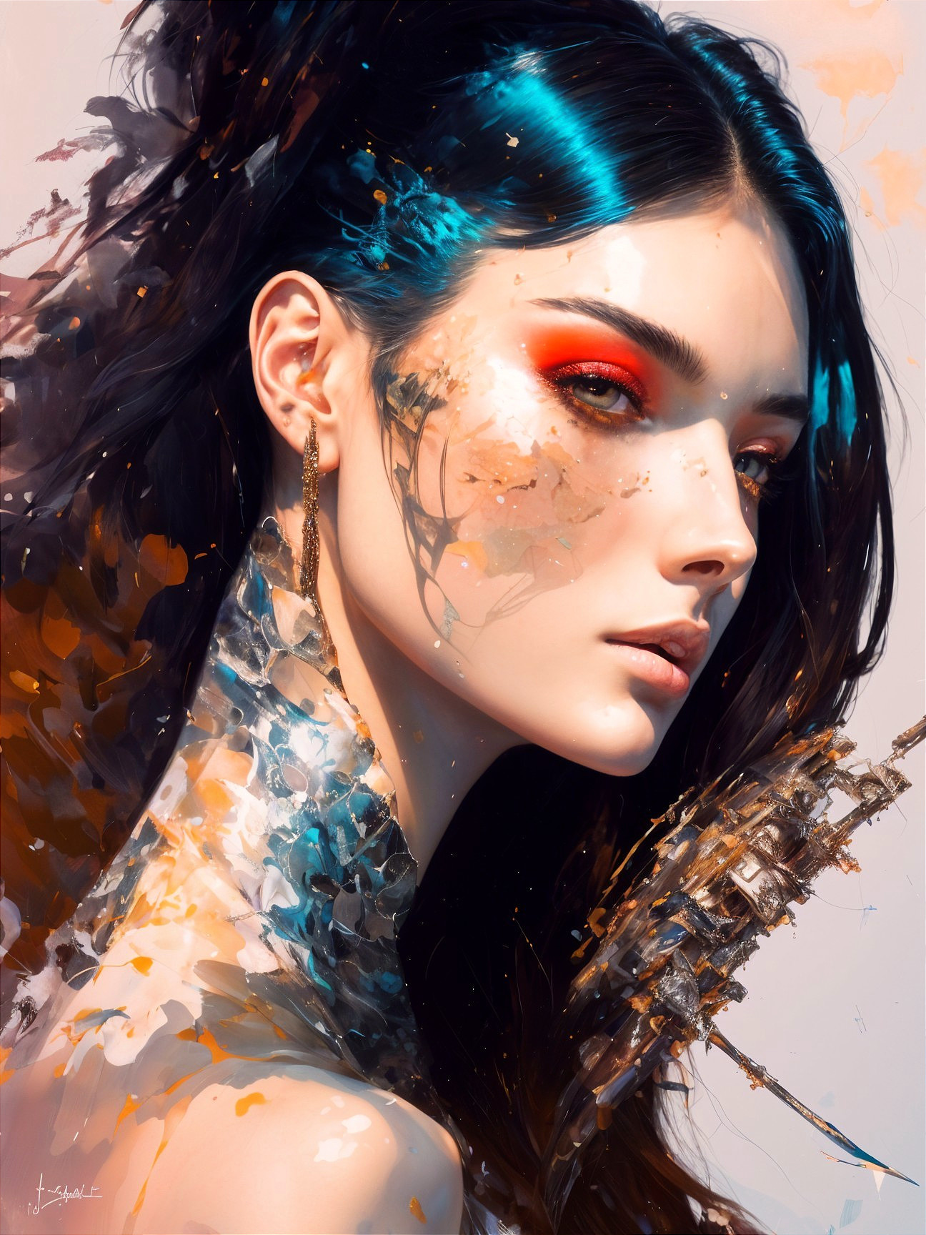 Portrait of a Young Woman with Artistic Makeup