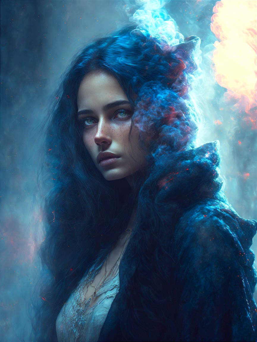 Portrait of a Young Woman in Ethereal Smoke Setting
