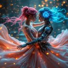 Whimsical Mansion in a Vibrant Night Landscape