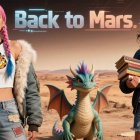 Two Women and a Dragon in Desert Landscape