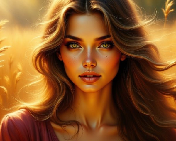 Close-up of a serene young woman in sunlight