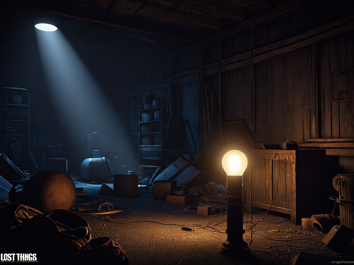 Dark Grungy Workshop with Mixed Lighting and Clutter