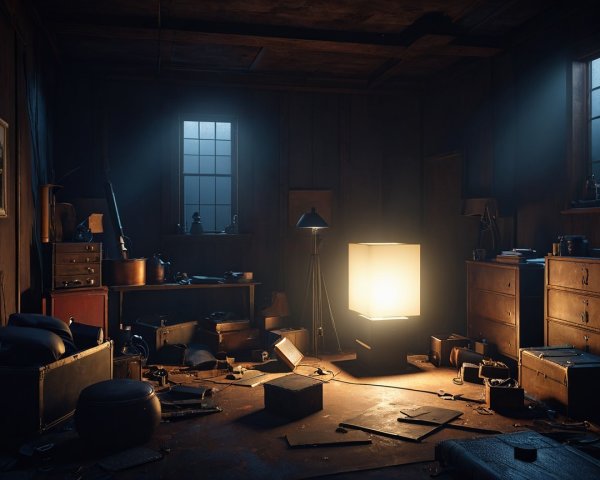 Moody Room with Wooden Walls and Warm Lighting