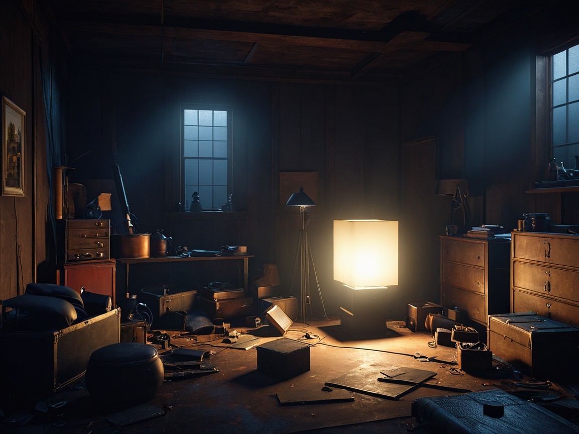 Moody Room with Wooden Walls and Warm Lighting