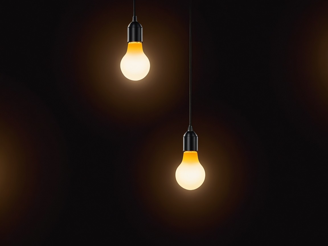 Incandescent Light Bulbs Hanging from Black Wires