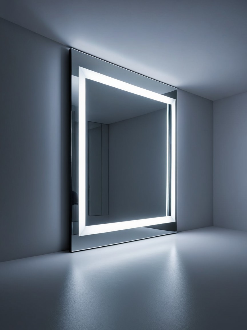 Minimalist Futuristic Bathroom Corner with LED Lighting