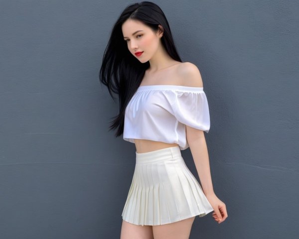 Confident Young Woman in Chic White Outfit