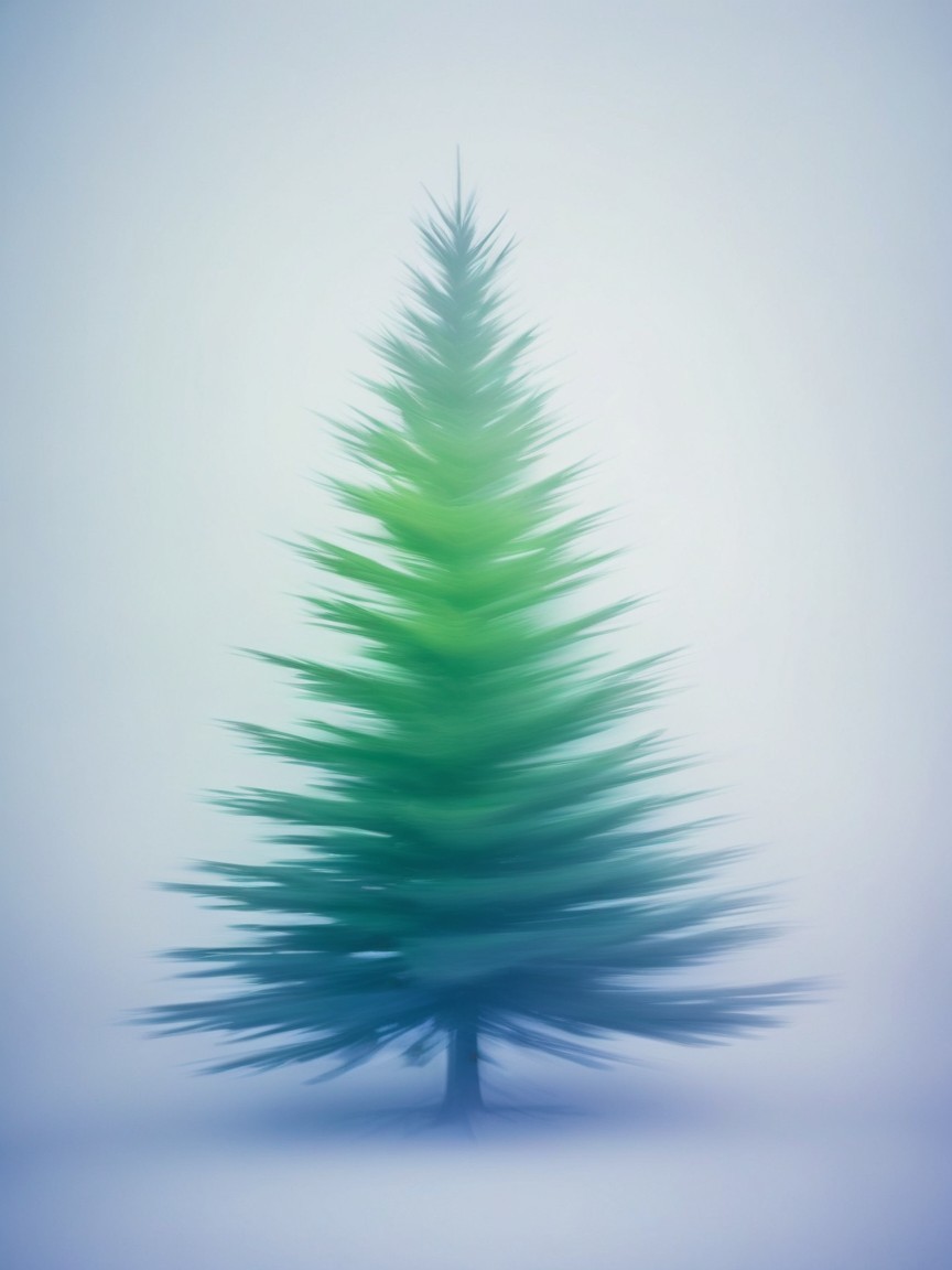 Stylized Blurred Image of a Green Coniferous Tree