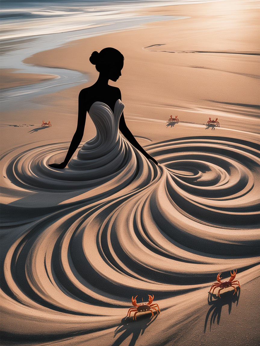 Silhouette of a Woman in a Serene Beach Scene