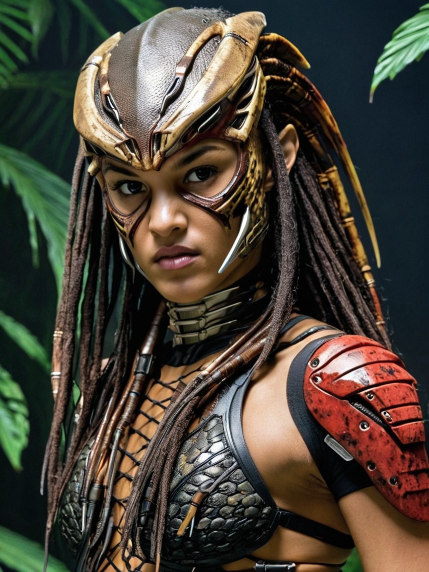 Fierce Warrior in Alien-Inspired Intricate Armor