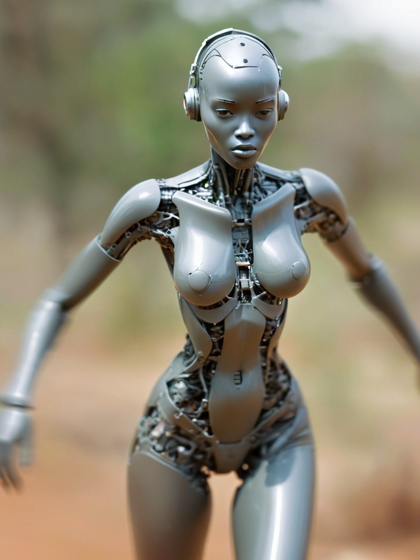 Humanoid Robot with Sleek Metallic Design and AI Features