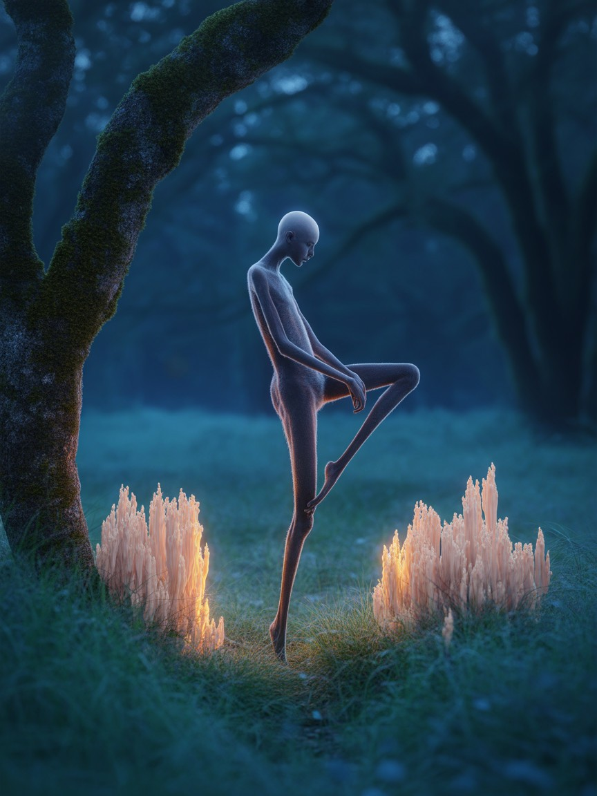 Digital Painting of Androgynous Figure in Forest