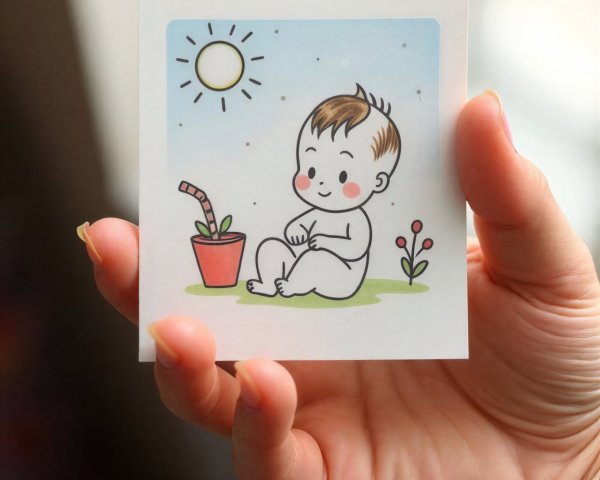 Close-up of Cartoon Baby Art Print on Grass