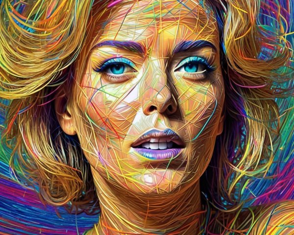 Abstract Portrait of a Woman with Colorful Background