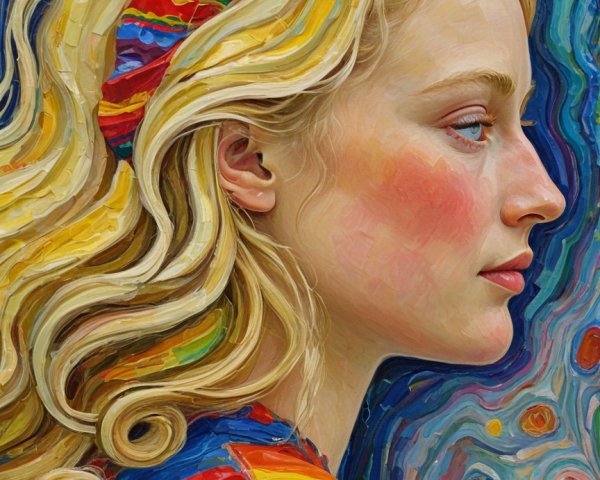 Vibrant Portrait of a Young Woman in Profile