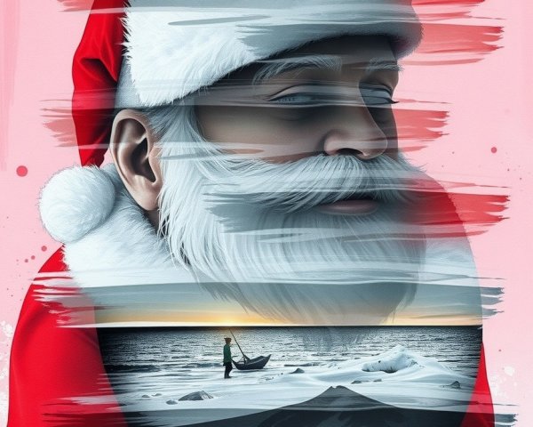 Stylized Santa Claus with Winter Scene in Chest Area