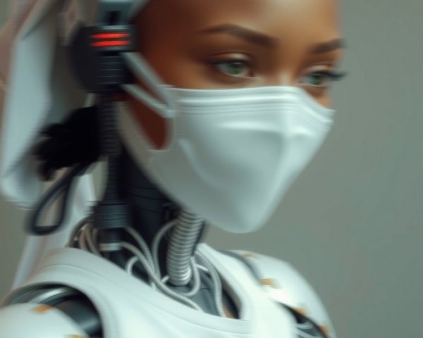 Futuristic Humanoid Robot in Medic Attire