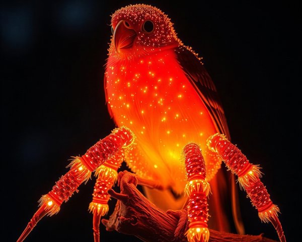 Fantasy Creature Blending Parrot and Spider Features