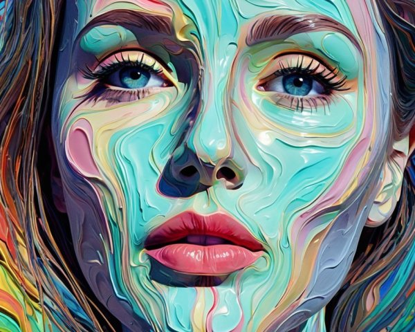 Vibrant Close-Up Portrait of a Woman with Colorful Paint