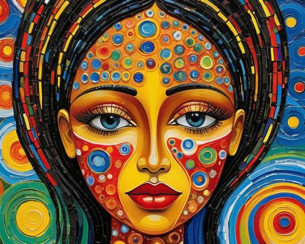 Vibrant Portrait of a Woman with Colorful Details