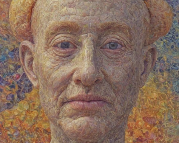 Textured Abstract Portrait of a Serene Bald Figure