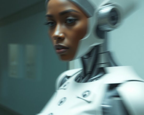 Futuristic Humanoid Robot with Elegant Design Features
