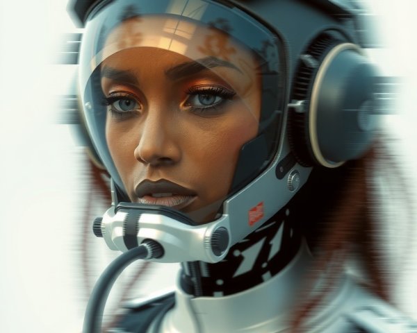 Futuristic Astronaut in High-Tech Helmet Design