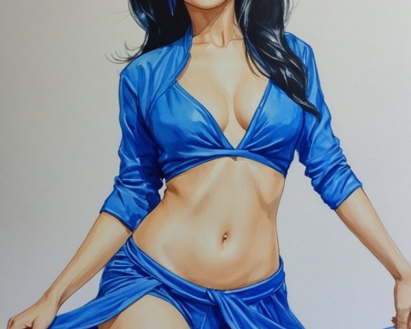 Confident Woman in Vibrant Blue Outfit and Accessories