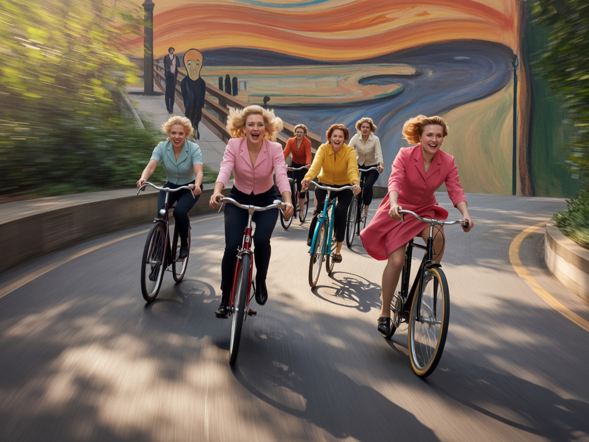 1950s Aesthetic Group of Women Riding Bicycles