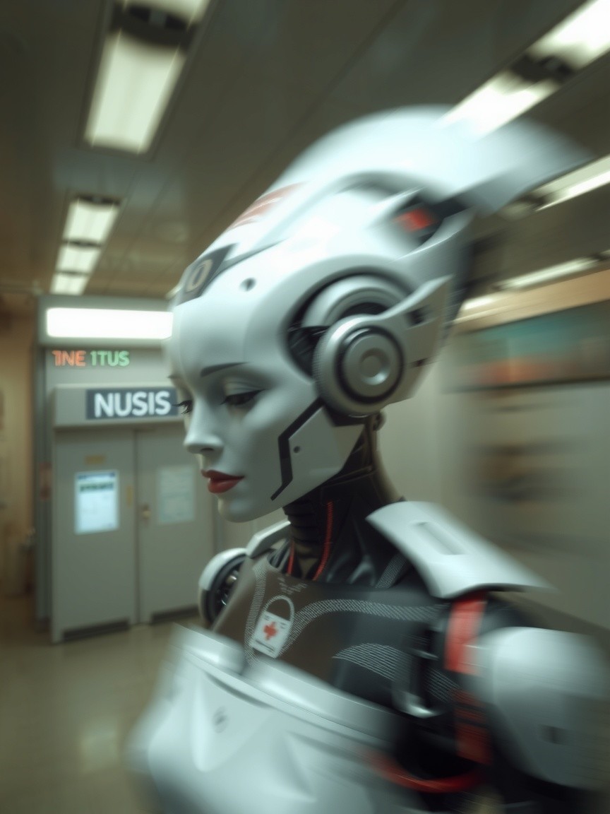 Futuristic humanoid robot with advanced technology design