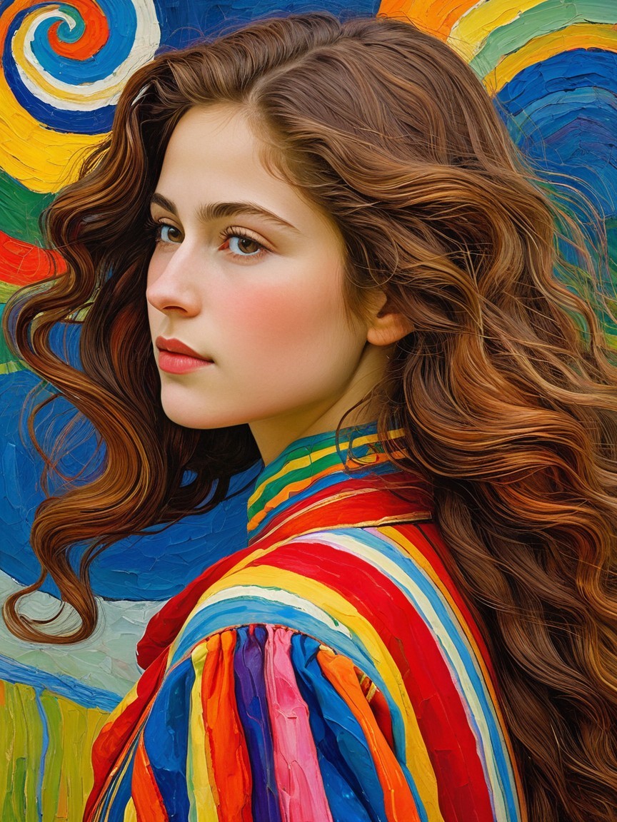 Portrait of a Young Woman with Abstract Background