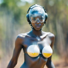 Confident Individual in Rainbow Dress in Vibrant Street