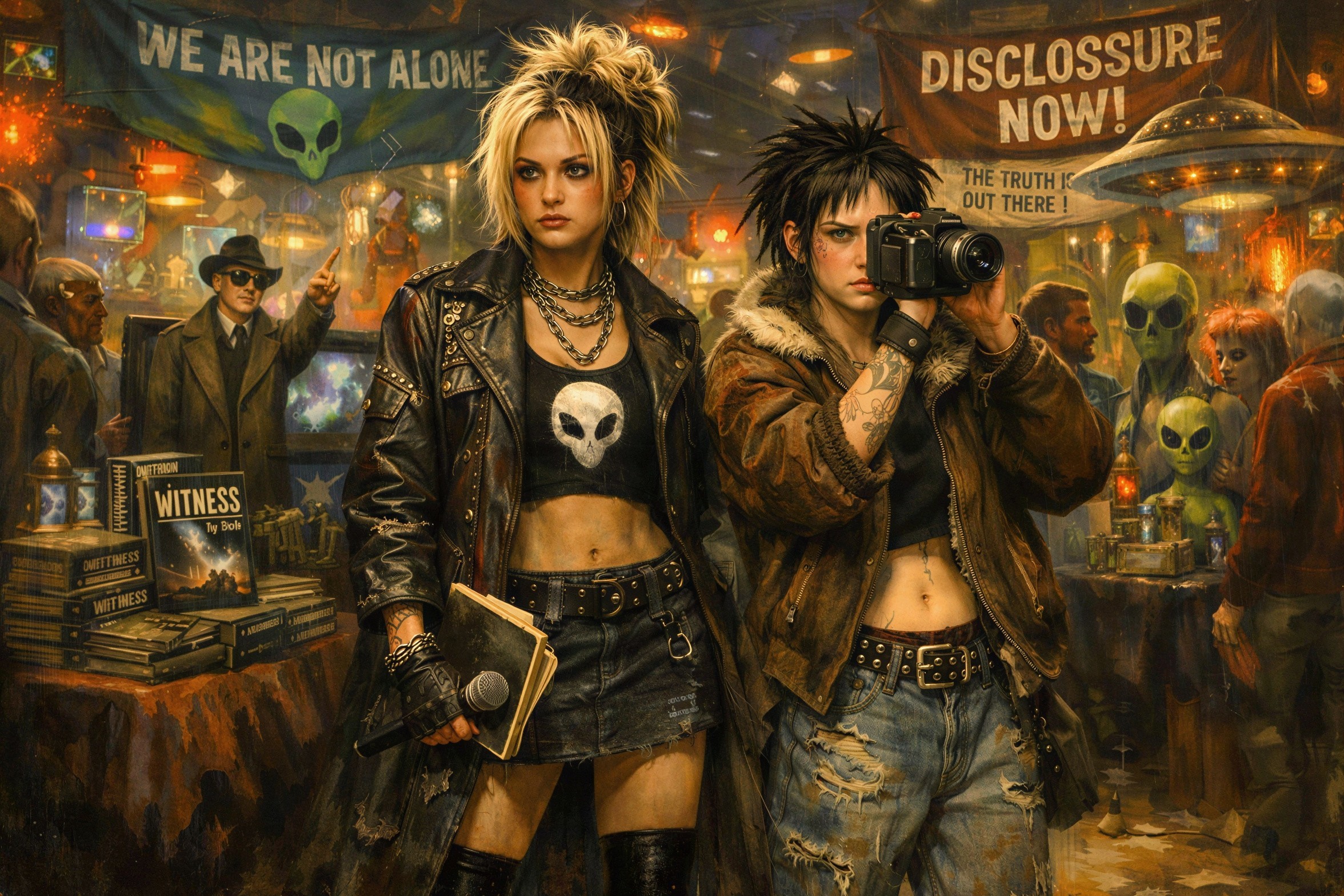 Punk Women at Alien Conspiracy Convention with UFOs