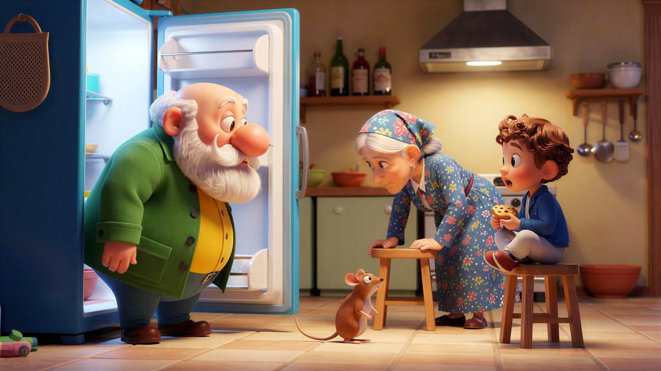 High-Definition CGI of Family Moment in Kitchen