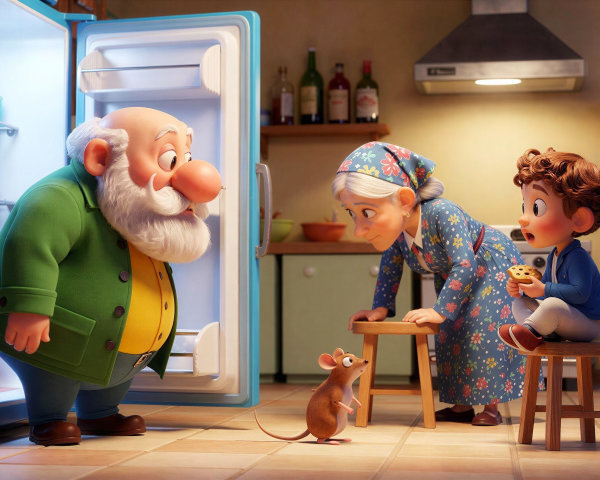 High-Definition CGI of Family Moment in Kitchen