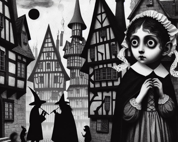 Expressionistic Black and White Macabre Art Drawing