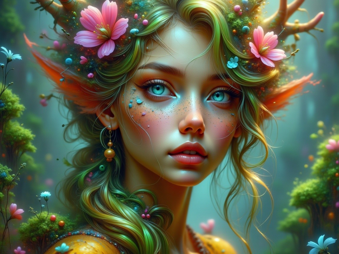 Ethereal Fairy Portrait in Fantasy Woodland Setting