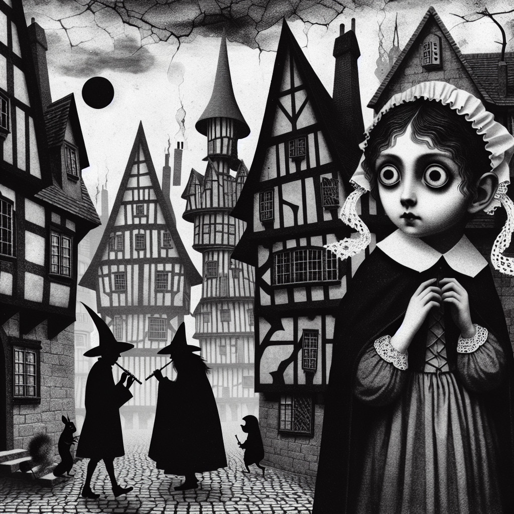 Expressionistic Black and White Macabre Art Drawing