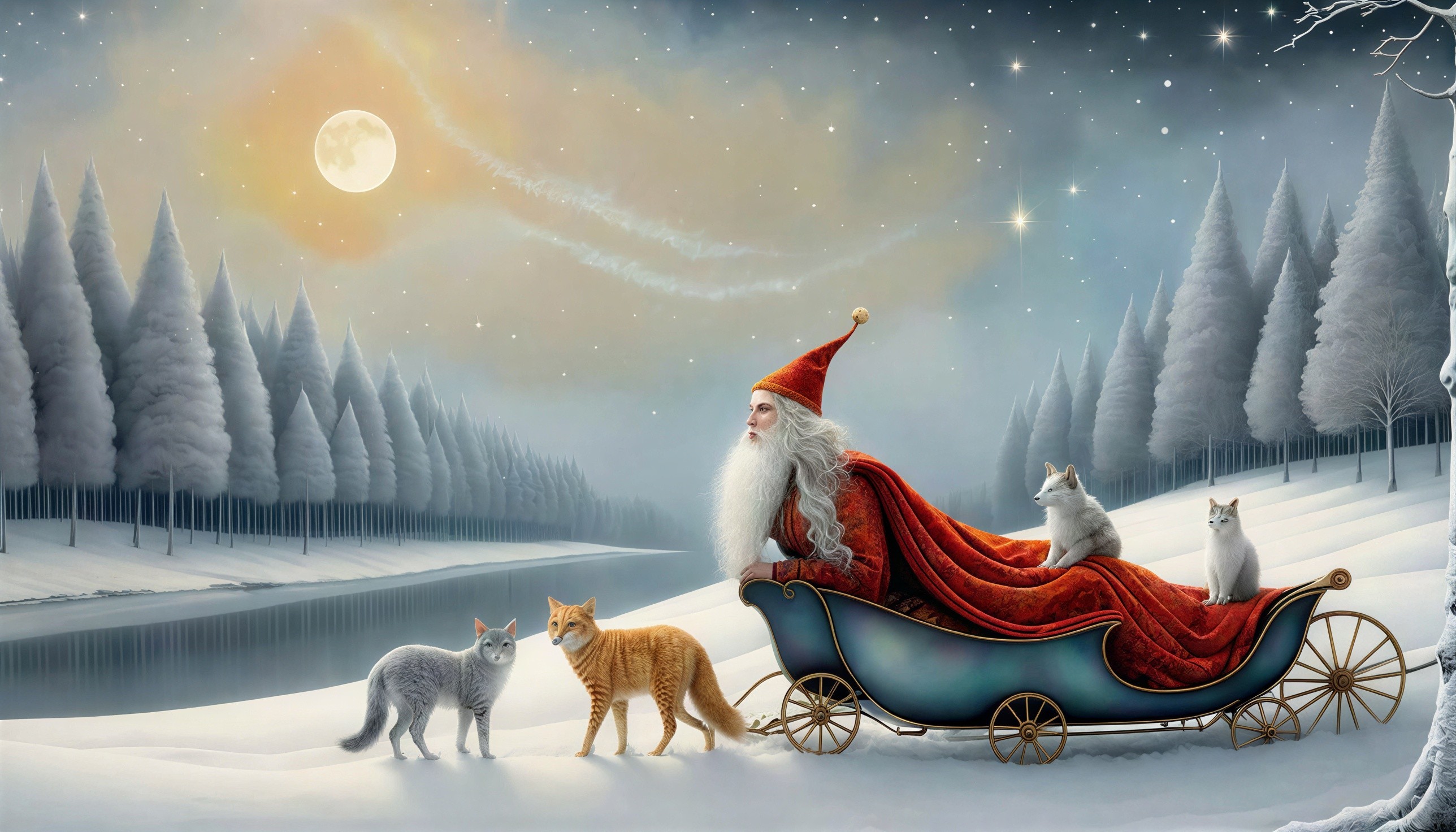 Magical Winter Wonderland with Santa and Cats