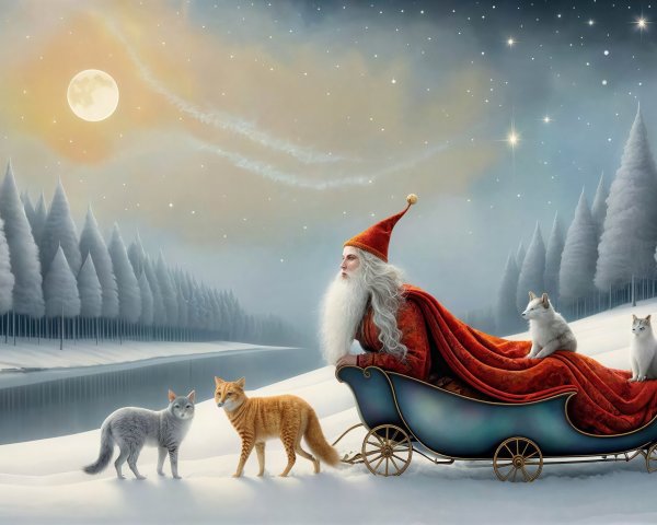 Magical Winter Wonderland with Santa and Cats