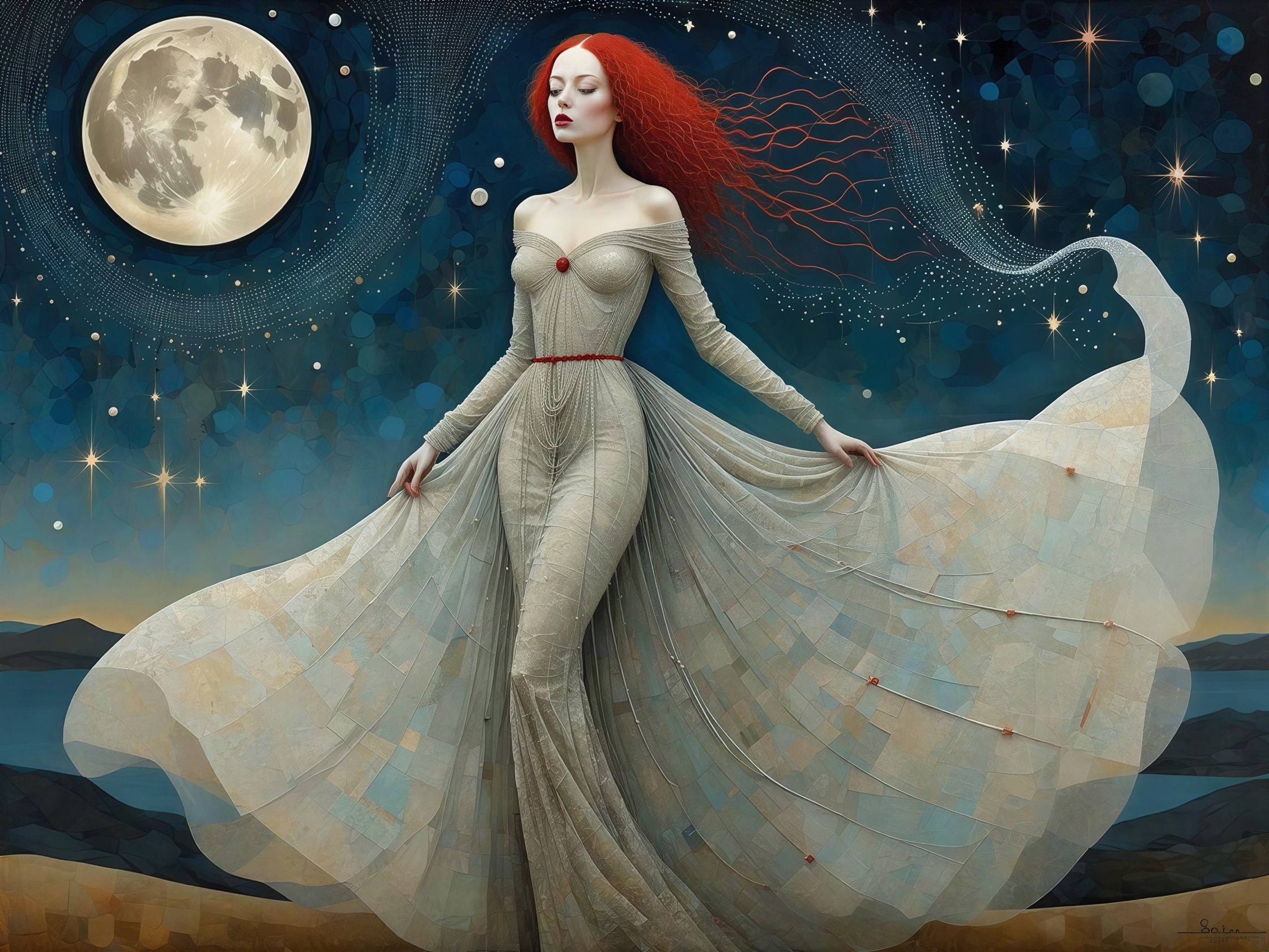 Outdoor Portrait of Woman in Flowing Red Gown