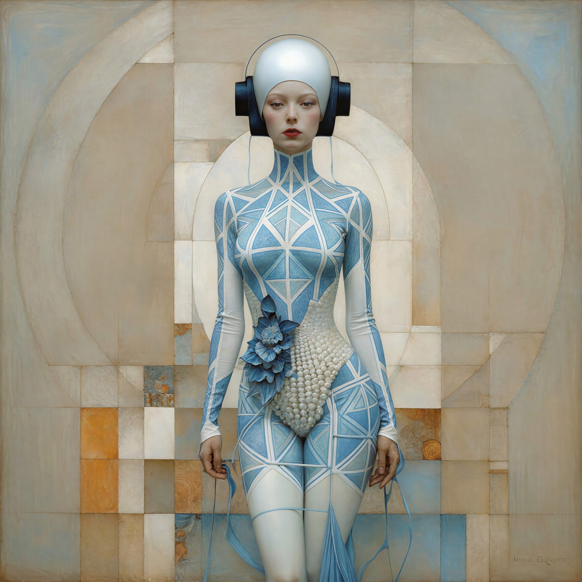 Digital Painting of a Woman in Futuristic Catsuit