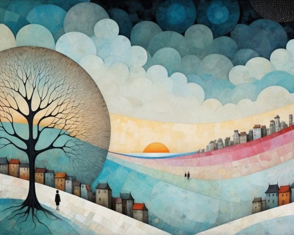 Vibrant Abstract Digital Painting of a Fantastical Landscape