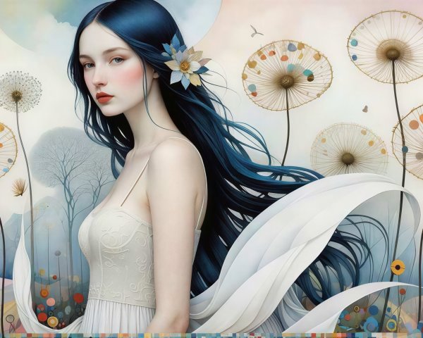 Fantasy Portrait of a Woman in a Magical Garden