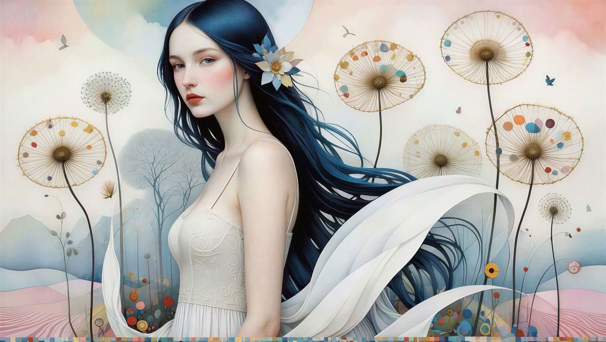 Fantasy Portrait of a Woman in a Magical Garden